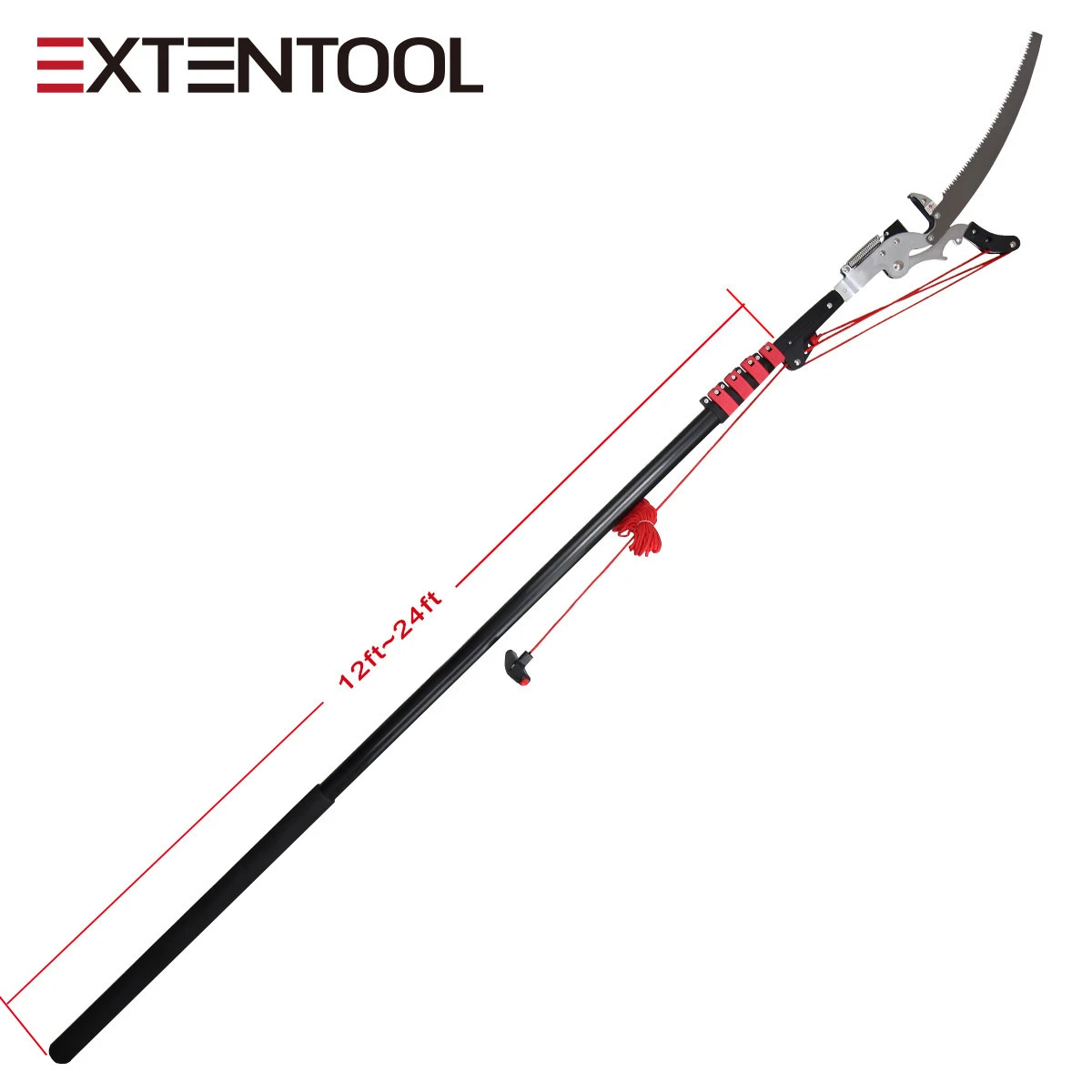 Extentool 24 feet Long handle telescopic pruning shears for tree pruner saw in hand garden tools