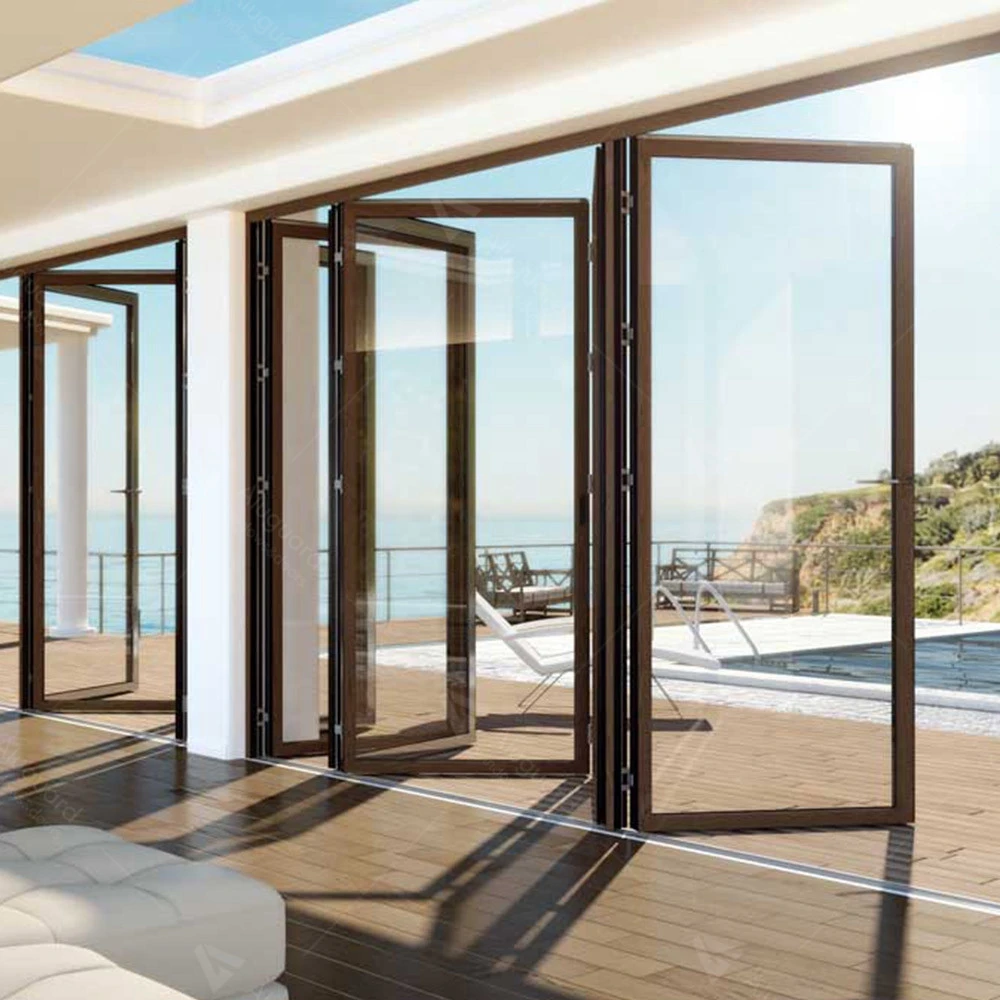 Exterior aluminium bi folding glass door design / accordion sliding patio folding doors