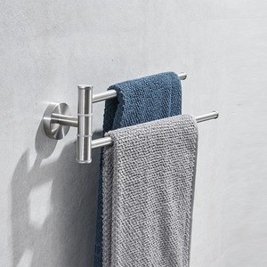 FACIIO Wall Mounted Adjustable Chrome Polished Stainless Steel Bathroom Swivel Towel Holders Double Bars Towel Rack