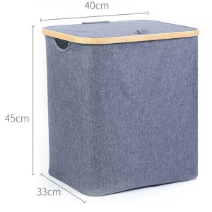 Factory Direct Foldable Waterproof  Durable Bamboo Laundry Hamper Basket with Lid
