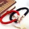 Fashion stainless steel jewelry Colorful gold circle Red Rope Bracelet Rose Gold female titanium steel Hand rope chain