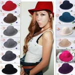 Fashion Unisex Wool Fedora Hat Trilby Crown Cap Wide Brim Bowler Derby Headwear Floppy Bucket Hat