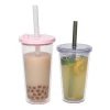 Fashional Style Customized Logo Cups Coffee, Private Label Plastic Boba Tea Cups With Lids