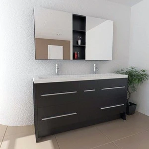 Floor mounted double sink modern cabinet bathroom vanity