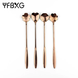 flower cocktail long ice spoon wedding souvenirs guests gifts