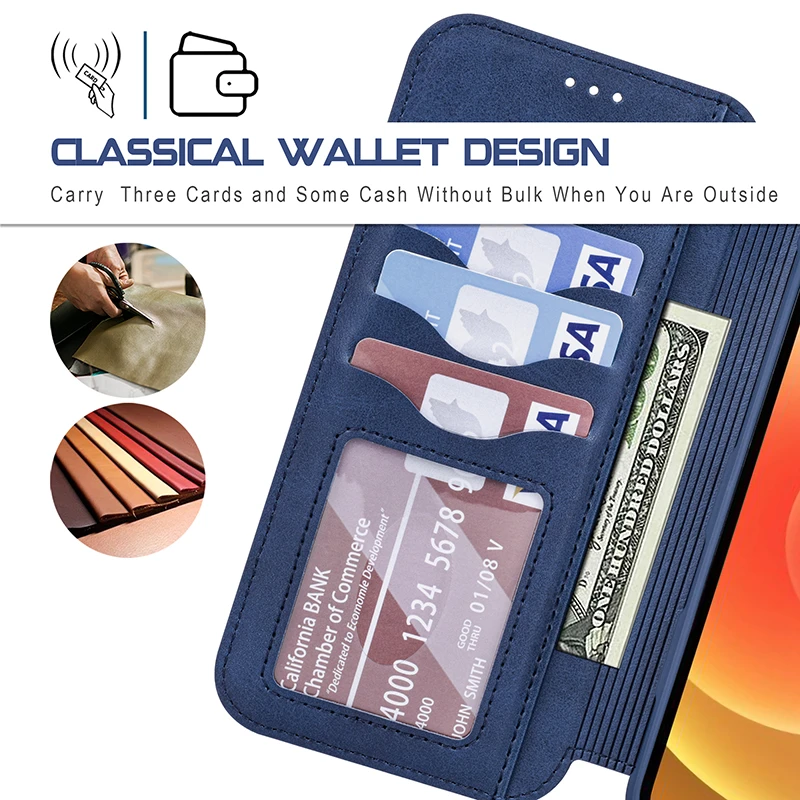 For iPhone 12 Phone Case Luxury PU Leather MagSafe Magnet Shockproof Flip Wallet Cover Case
