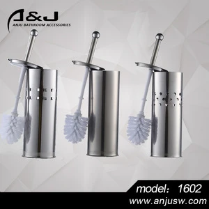 Free Standing Round Stainless Steel Toilet Brush Household Cleaning Toilet Brush With Stand