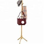 Free Standing with 6 Hooks Lacquered Pine wooden coat rack