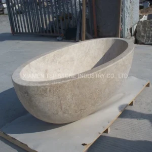 Freestanding Hand Carved Stone Bathtub for Home Decor