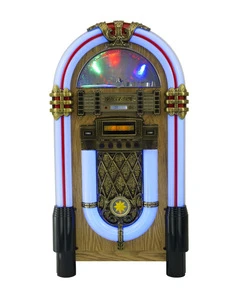 Full Size Retro Jukebox Original Wood Color with CD Player, bluetooth,Radio,AUX-in function