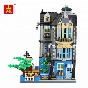garden coffee theme house model toy for building city blocks toys set
