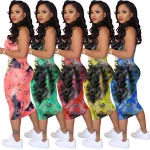 GD3001 Wholesalers Fashion Sleeveless Plus Size Tie Dye Women Dress Women Casual Loose Dresses