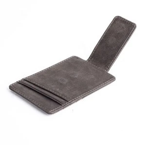 Genuine leather Mens gift card holder wallet RFID leather money clip