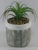 Geometric Ceramic Planter Ceramic Garden Flower Pots White and Grey
