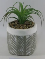 Geometric Ceramic Planter Ceramic Garden Flower Pots White and Grey