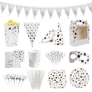 Gold/ Silver Stamping Paper Party Sets Disposable Party Supplies for Festival Celebration and Party Decoration