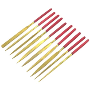 Golden color Diamond needle file 3x140mm 4x160mm 5x180mm round triangle flat pointed oval type DIY hand tools