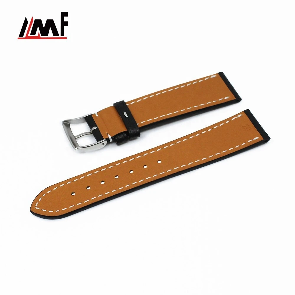 Good Quality Italian Fashionable Changeable Black Handicafted Grain Epson Leather Watch Strap