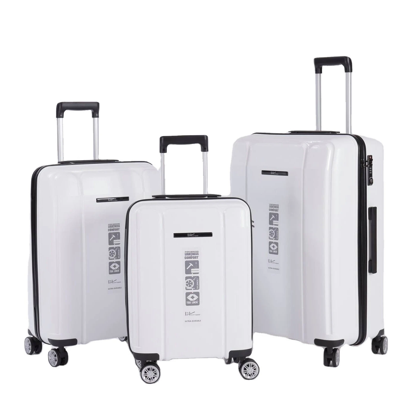 Good Quality Trolley PP superman luggage  Hard Polypropylene Plastic Suitcase Luggage