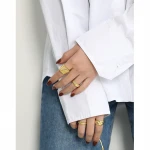 H-R924 18k Gold Plated Color Croissant Dome Ring Twisted Ouvert Vermeil Woman Adjustable 925 Sterling Silver Croissant Rings