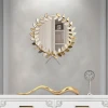 Hanging Wall Mirror Golden Leaf Retro Wall Mirror for Home Decor