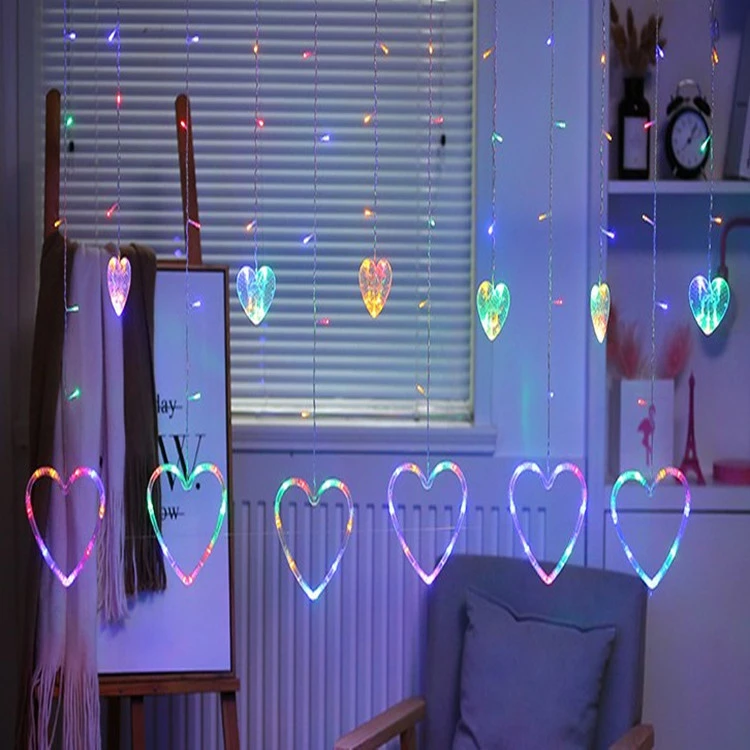 Heart Curtain Light 138LED Warm White  For  Wedding Decoration Home Decoration Accessories
