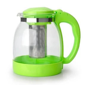 Heat Resistant Borosilicate  Colored blooming tea Stainless Steel Glass Teapot  With Removable Infuser