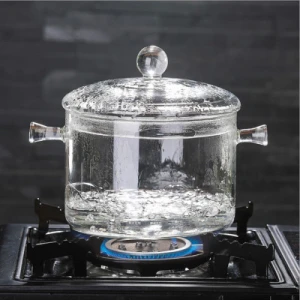 Heat resistant cooking glass pot transparent borosilicate microwave cookware set