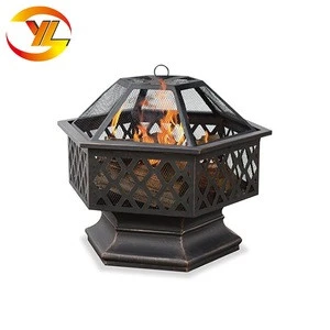 Hex-Shaped outdoor fire bowl Lattice Fire Pit