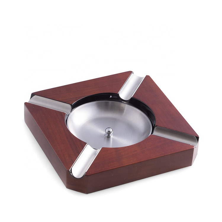high end desk top portable stainless steel wood outdoor cigar ashtray