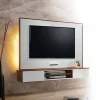 High Gloss Lacquer with Carbonized Solid Wood wall mounted living room cabinet