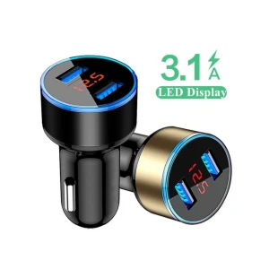 High Quality 3.1a Fast Charger Led Small Car Charger Adapter Lighter Electric Dual Usb Car Charger For Phones