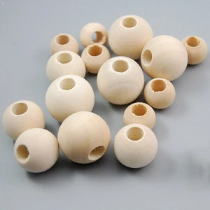 High quality fashion natural color round wooden bead for necklace