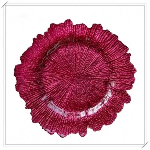 High quality Newest Elegant Gold Reef Glass Wedding Charger Plates Wholesale