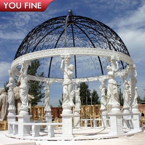 High Quality Outdoor Garden Marble Statue Column Gazebo Pavilion For Sale