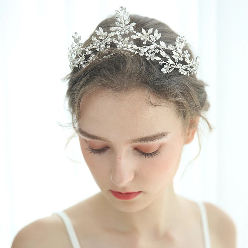 High Quality Silver Women Headpiece Rhinestone Princess Queen Tiaras Bridal Hair Accessories Wedding Crown