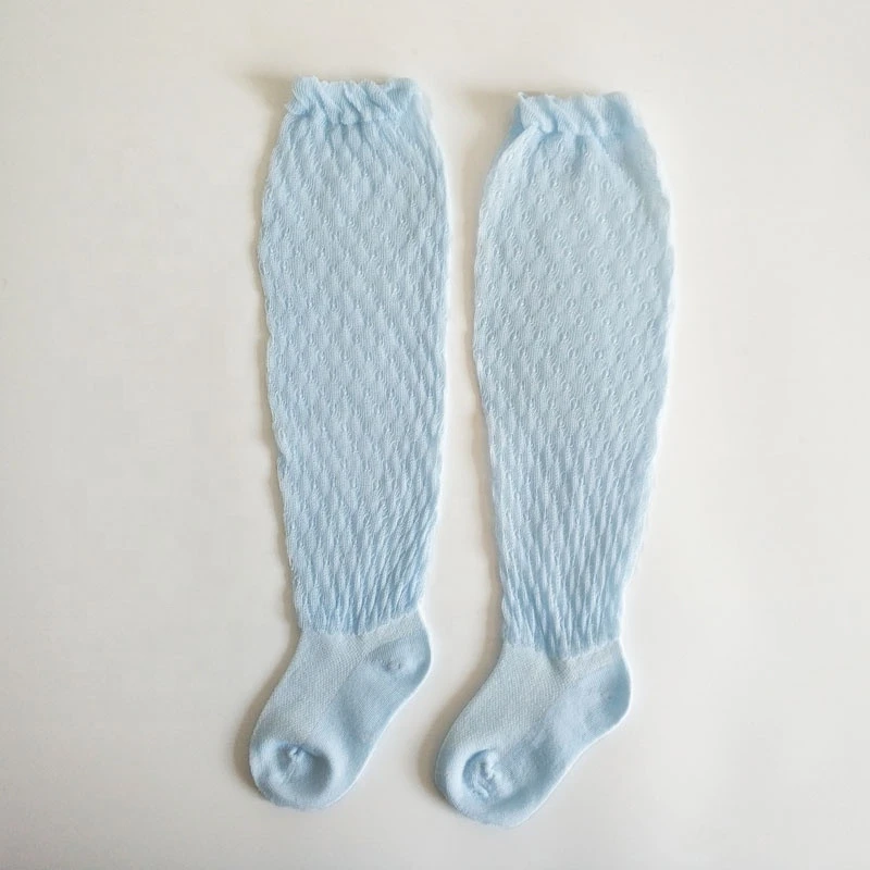 High Quality Summer cotton mesh mid long knee fancy baby socks
