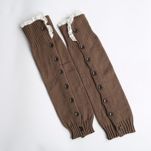 High quality  Winter Long Lace Cable Knit Leg Warmers Boot Cuffs