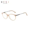 Hight quality metal part temple glasses, decorative pattern lady acetate optical frame, new style women glasses frame