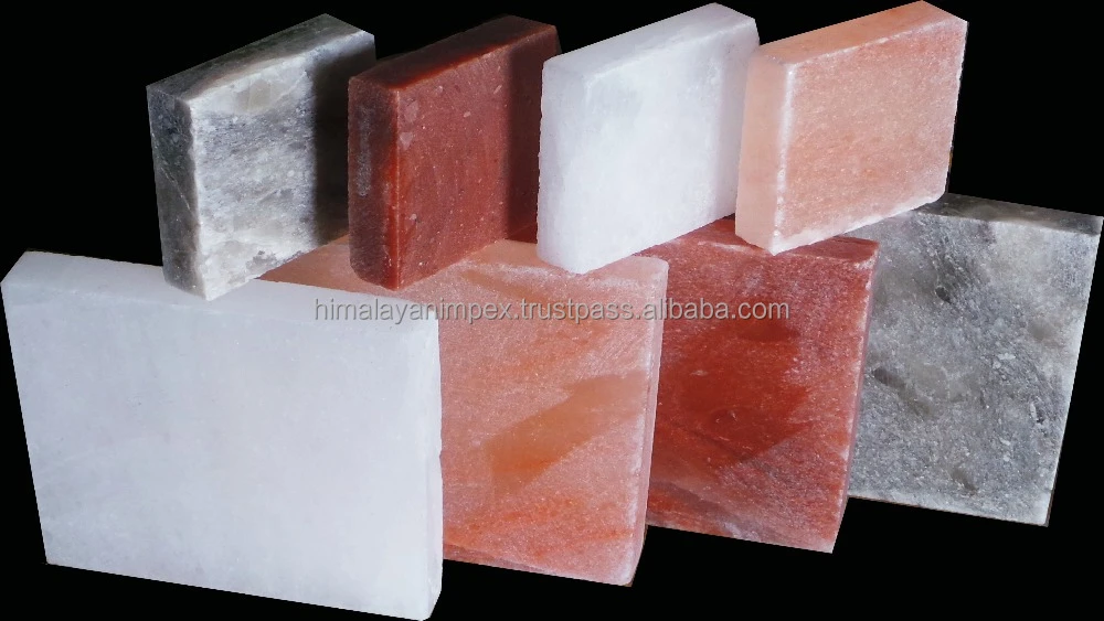 himalayan orange pink Salt Brick Slab and plates