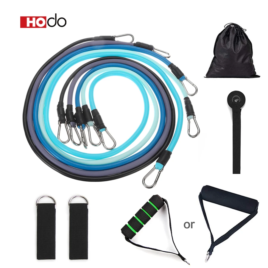 HOdo Sports Workout Training Tubes Exercise 11 Pcs Resistance Bands, Body Building Accessories Heavy Duty Resistance Band Set