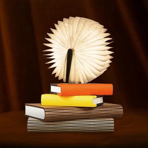 Hot 2018 foldable colorful flexible wood book light operated led night tyvek book lamp