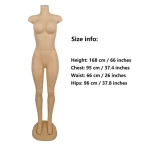Hot sale plastic full body big bust manikin skin color female headless mannequin for clothes display