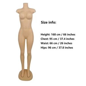 Hot sale plastic full body big bust manikin skin color female headless mannequin for clothes display
