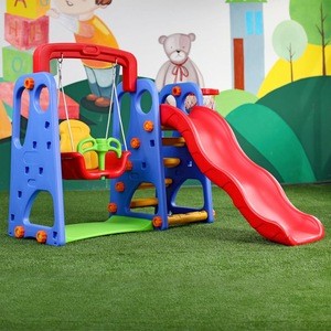 hot sale playground 3 in 1 combine with swing and basketball plastic baby slide for baby