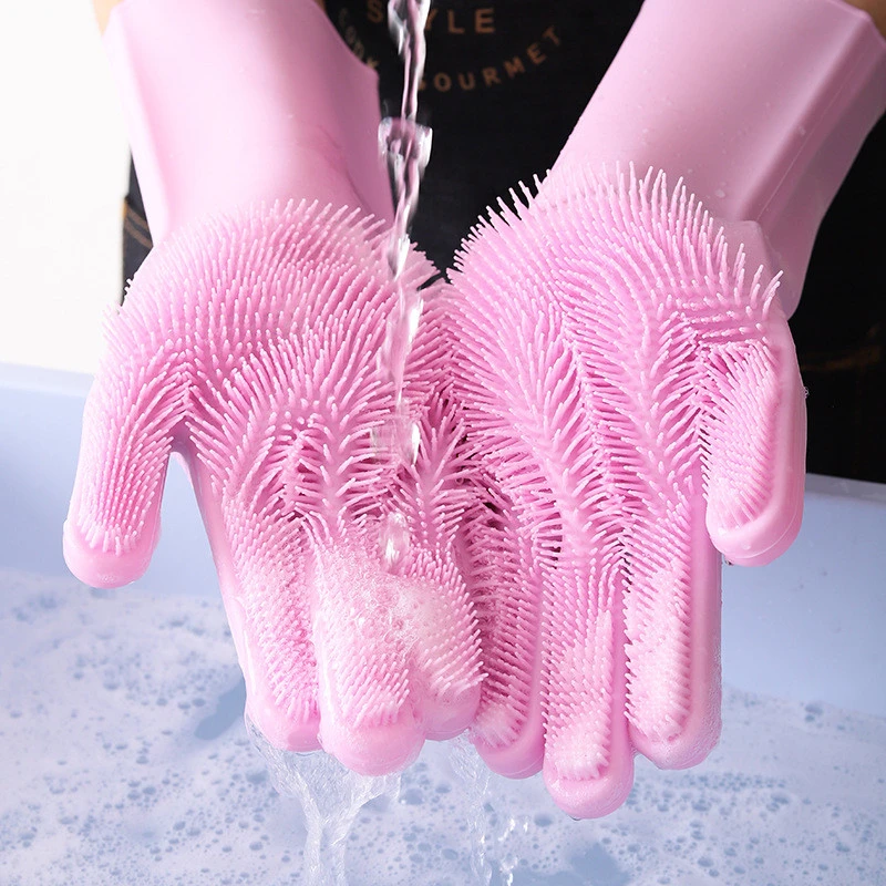 Hot Sale! Silicone Reusable Waterproof Latex Gloves Household Rubber Scrubbing Gloves Magic Dishwashing Gloves