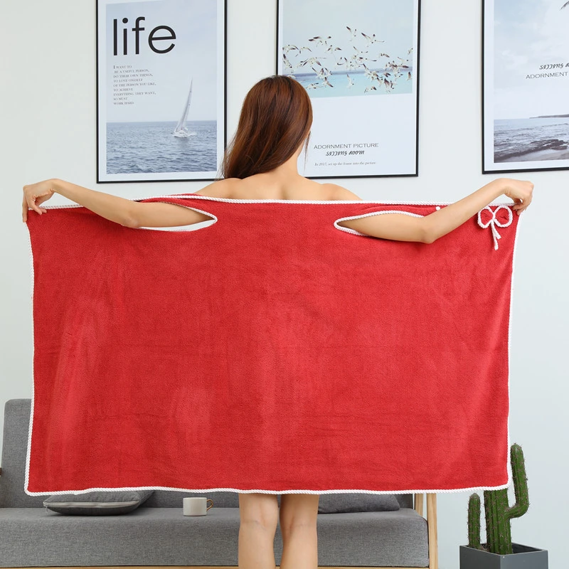 Hot sale superdry microfiber towel coral velvet bath towel beach towel women bathrobe with custom logo wholesale