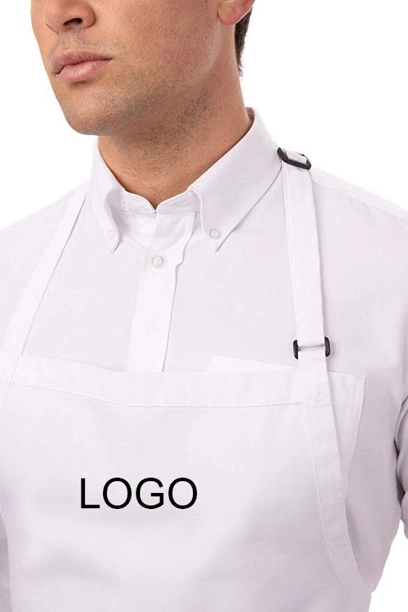 hot sale white adjustable pockte cooking bbq kitchen male chef apron