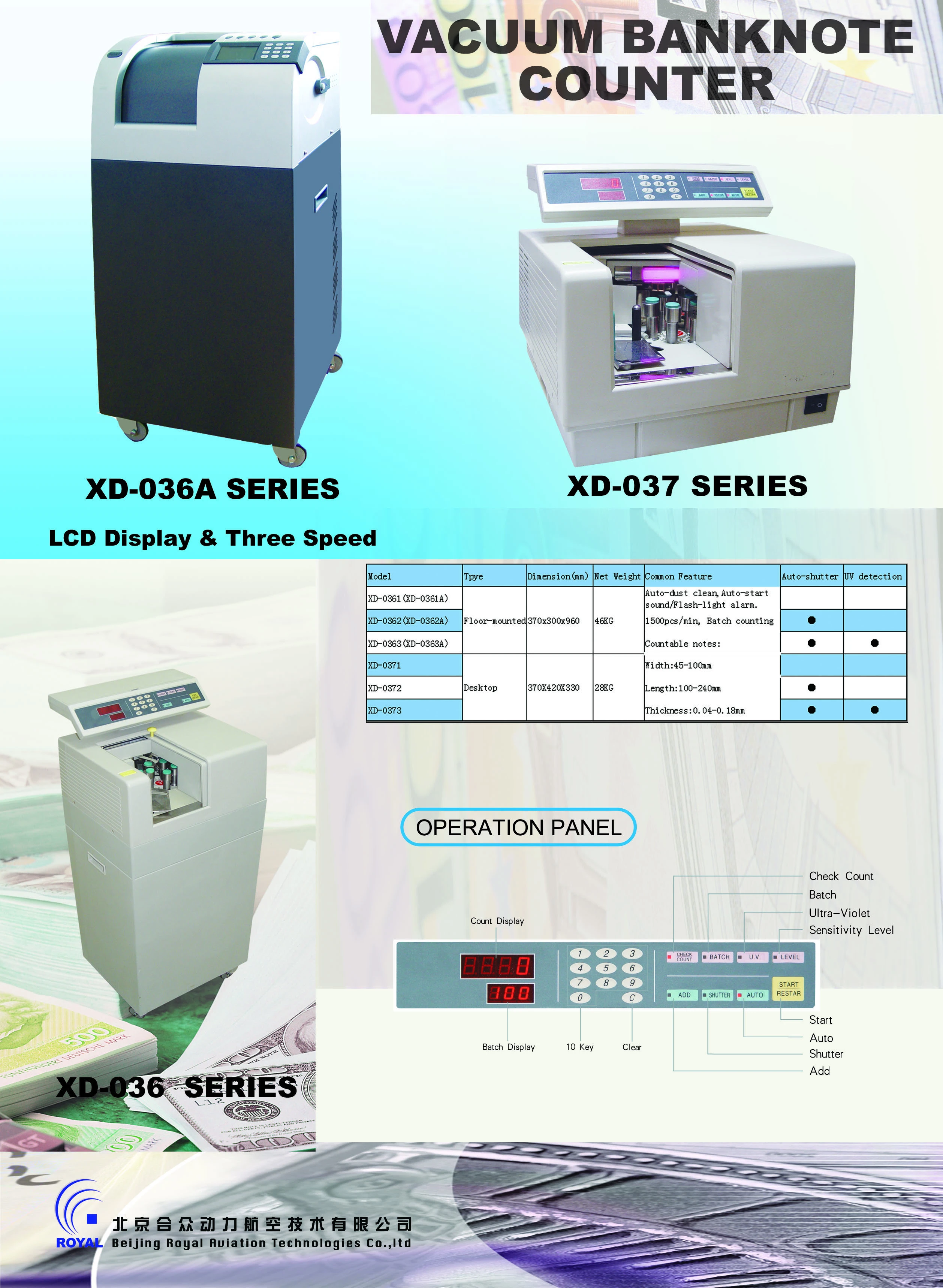 Hot sell Floor-up vacuum banknote counter 036A series