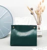 Hot selling green PU leather tissue box holders high quality tissue case over for car home office
